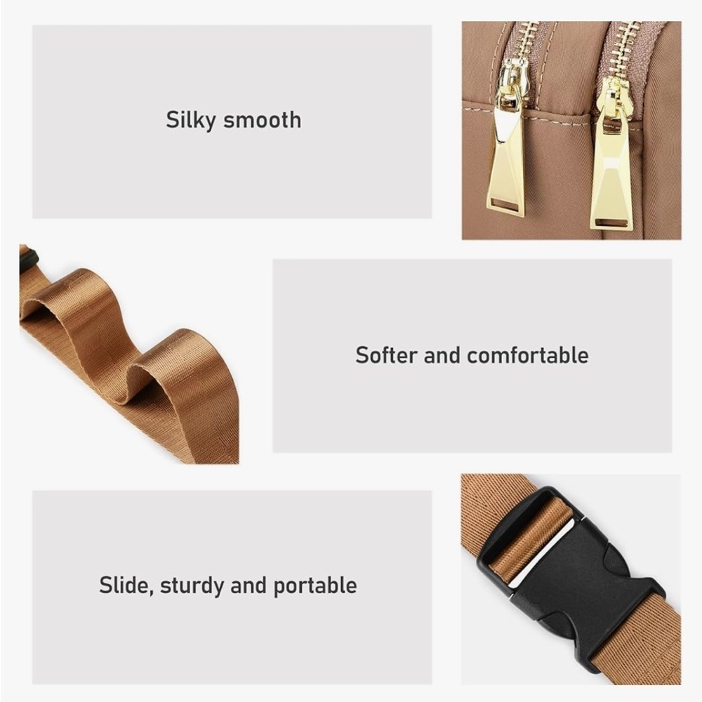 ZORFIN Fanny Pack Belt Bag 5 Zipper Pockets Crossbody Bag with Adjustable Belt - Picture 3 of 9